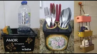 ORGANIZADOR/IDEIAS COM POTES DE SORVETE/Faça você Mesmo/Decoração de cozinha e Decoração de Banheiro
