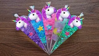Making Rainbow Unicorn Slime With Funny Piping Bags #40 | Glitter Clear Slime, ASMR Satisfying Slime