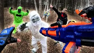 NERF GUN YETI HUNT! We find a Green Gorilla!