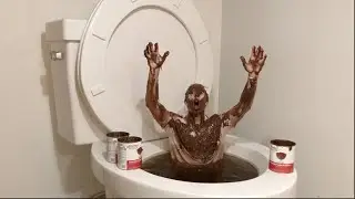 WORLDS LARGEST TOILET FLUSHING CHOCOLATE PUDDING