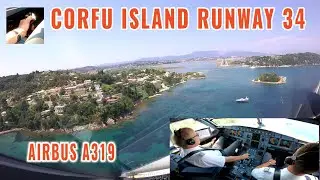 Corfu  🇬🇷 / Kerkyra Island, Greece, CFU | Airbus approach to runway 34 | pilots + cockpit view | 4k