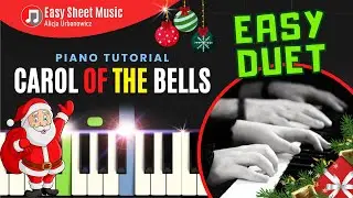 Carol of the Bells - Easy Christmas Piano Duet I Sheet Music for Beginners PDF I SLOW Tutorial