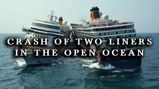 Two cruise liners collide on the high seas rare footage...