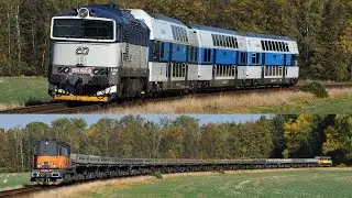 Velká pardubická 2018: ČD 754.060 a CityElefant 471.073 + náklad AWT - Staré Jesenčany - 14.10.2018