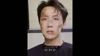 Jhope getting makeup for arson mv