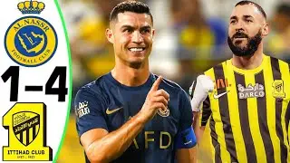 Al Nassr vs Al Ittihad 1-4 - RONALDO vs BENZEMA - All Goals and Highlights 2023