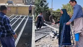 Covering the roof ofthe warehousewithblocks byAbbas and Fatima's worry about breaking herfather'sleg