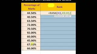 Excel Interview Question | Rank Formula of Excel | #shorts #youtubeshorts #exceltips