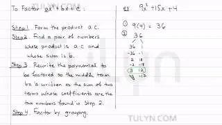 method for factoring a trinomial with leading coefficient other than one 2