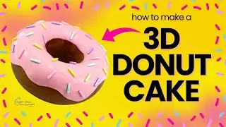 How to Make a 3D DONUT CAKE: Chocolate Funfetti Realistic Sprinkle Doughnut Tutorial w Fondant Glaze