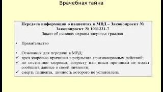 Новые основания передачи врачебной тайны в МВД / Transfer of medical confidentiality