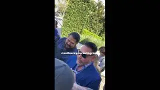 Oscar De La Hoya signing autographs as he is leaving Ryan Garcia vs Tank LA press conference