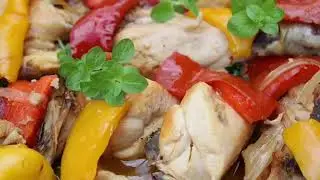 Жареная курица с перцем болгарским и луком рецепт  