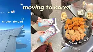 study abroad in Korea ✈️⋆.✮🎀 moving to Seoul, korea university, pack with us, what we ate on plane