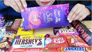 ASMR:CHOCOLATE PARTY*EATING CHOCOLATES*VALENTINES DAY SPECIAL DAIRMILK SILK HEART POP l FOOD VIDEOS