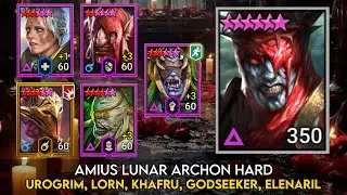 Amius Lunar Archon Hard Guide - Urogrim, Lorn, Khafru, Godseeker, Elenaril | Raid Shadow Legends