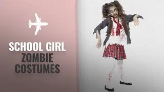 School Girl Zombie Halloween Costumes: Smiffys Children's Zombie School Girl Costume, Tartan Skirt,