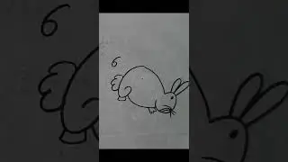 How to convert number 6 into rabbit drawing || rabbit sketching