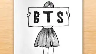 BTS Army Girl Drawing Easy for Beginners/ BTS Girl Drawing/ Pencil Sketch/ How to Draw BTS Army Girl