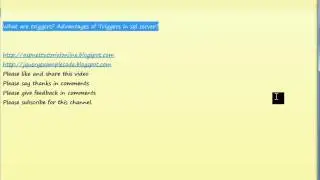 SQL Server Interview Questions-What are triggers-Advantages of Triggers in sql server