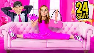 24 SAAT HER ŞEY TEK RENK PEMBE !!? ( Pembe Vosvos, Pembe Su..) Gamze Karta | Goril Faruk