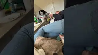Girl reacts to getting poked with a hairbrush! 