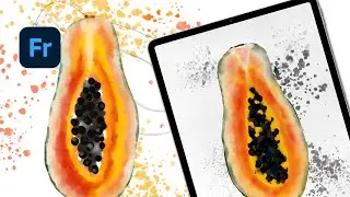 Watercolor Papaya with Adobe Fresco