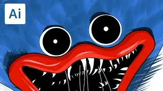 how to draw huggy wuggy in Adobe Illustrator