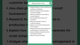 10+ MBA Dissertation Topics For College and University Students