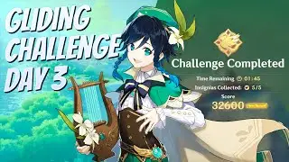 Genshin Impact: Gliding Challenge Day 3 - Fly With the Wind (Gold)