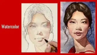 Watercolor portrait painting demonstration.