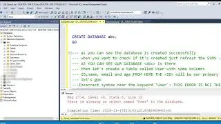 How to Create Database , Table , Insert Values in SQL Server Management Studio 20 [Part 1]