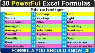 🔥 30 Powerful Excel Formulas | Formula You Should Know | Most Used Excel Formula | Best formulas