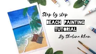 Easy Watercolor painting for beginners/Beach Painting tutorial