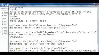 how to animate text and image animation using marquee tag and horizontal rule