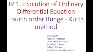 IV 1 5 Fourth order Runge Kutta methods