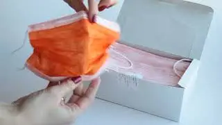 Маска медицинская 3-х слойная, цвет оранжевый