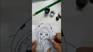 Gawr Gura Timelapse Drawing Using Dip Pen