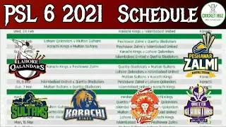 PSL 6 Official Schedule || PSL 2021 || With Time & Date || Cricket Huz