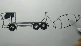 truk molen wadah pasirnya copot terbawa - cara menggambar truk