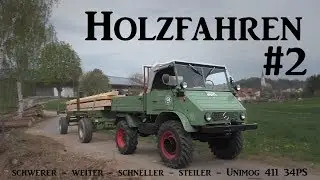 Holzfahren mit Unimog 411 #2 | Schwere Fracht und steile Berge