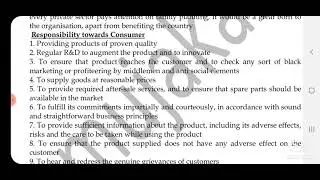 Responsibility towards Consumer