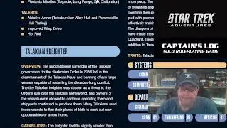Creating non-Starfleet characters and starships for Star Trek Adventures Captain's Log Solo RPG