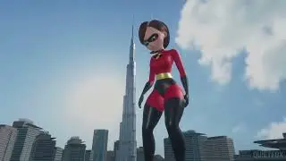 Elastigirl stretches to the size of Burj Khalifa