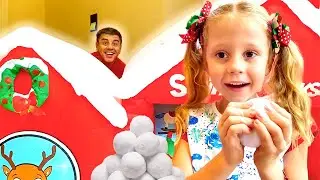 Nastya ve babam kış tatillerinde eğleniyorlar