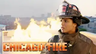 Firefighters stuck on the roof of a burning building | Chicago Fire
