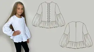Как сшить детскую школьную блузу с кружевом