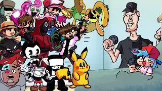 FNF Flatline But - Different Characters Sing It (Everyone Sings Flatline) MrBeast MeatCanyon