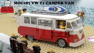 LEGO MOC#87 Volkswagen T1 Camper Van, Minifigures Surfing at the Sea stop motion animation