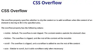CSS Overflow | CSS Overflow Property | Visible | Hidden | Scroll | Overflow-x | Overflow-y #85